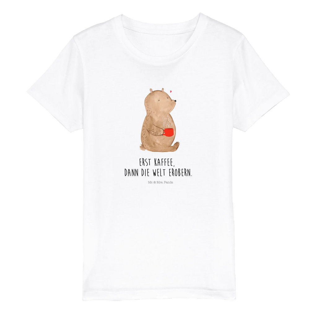 Organic Kinder T-Shirt Bär Kaffee Kinder T-Shirt, Kinder T-Shirt Mädchen, Kinder T-Shirt Jungen, Bär, Teddy, Teddybär, Kaffee, Coffee, Bären, guten Morgen, Morgenroutine, Welt erobern, Welt retten, Motivation