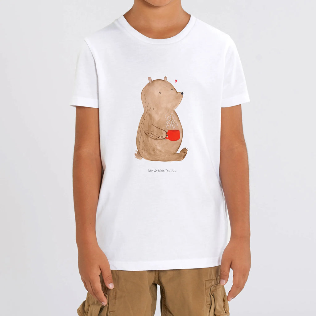 Organic Kinder T-Shirt Bär Kaffee Kinder T-Shirt, Kinder T-Shirt Mädchen, Kinder T-Shirt Jungen, Bär, Teddy, Teddybär, Kaffee, Coffee, Bären, guten Morgen, Morgenroutine, Welt erobern, Welt retten, Motivation