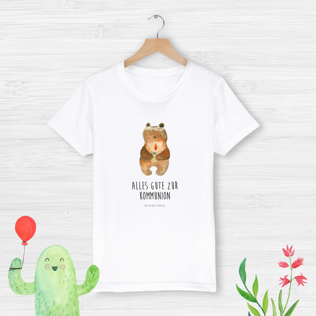 Organic Kinder T-Shirt Bär Kommunion Kinder T-Shirt, Kinder T-Shirt Mädchen, Kinder T-Shirt Jungen, Bär, Teddy, Teddybär, Kommunion, Gottes Segen, Taufkerze, katholisch