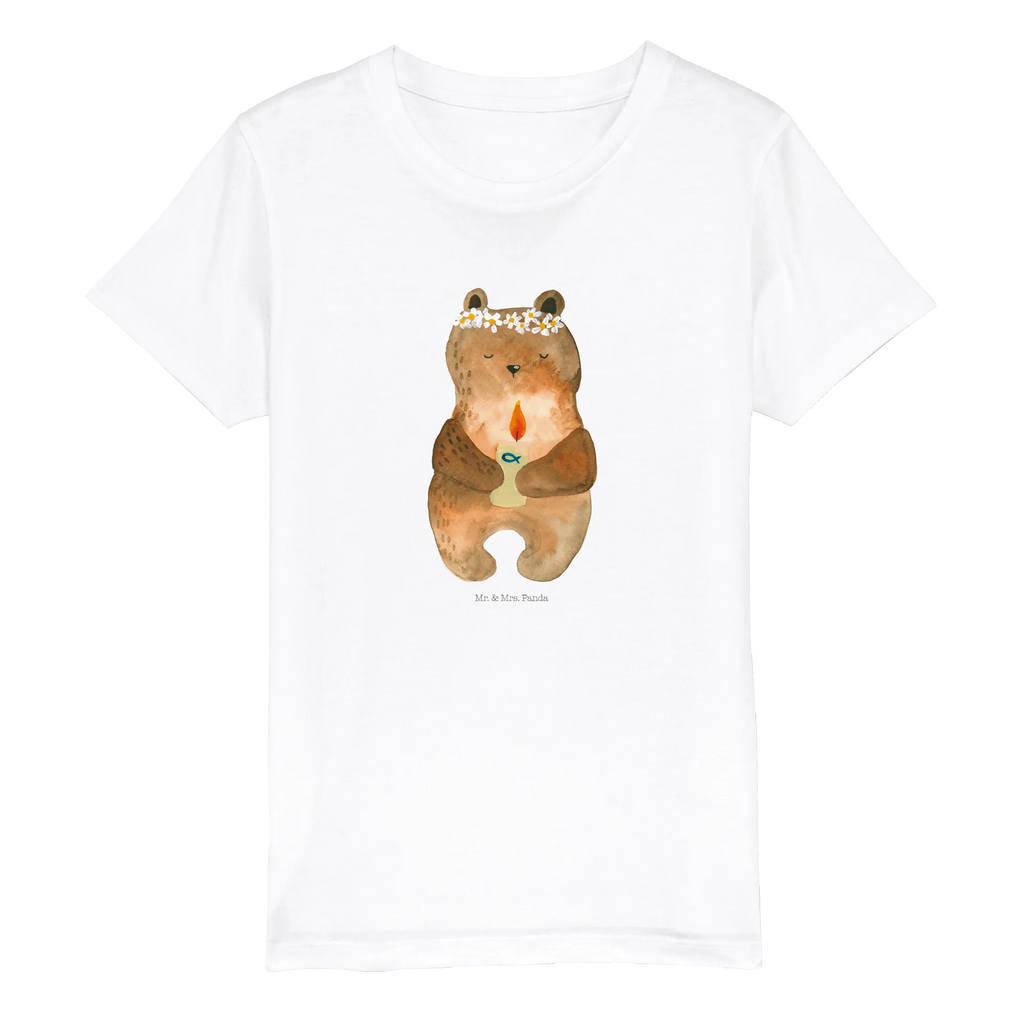 Organic Kids T-Shirt bear communion Kinder T-Shirt, Kinder T-Shirt Mädchen, Kinder T-Shirt Jungen, Bär, Teddy, Teddybär, Kommunion, Gottes Segen, Taufkerze, katholisch