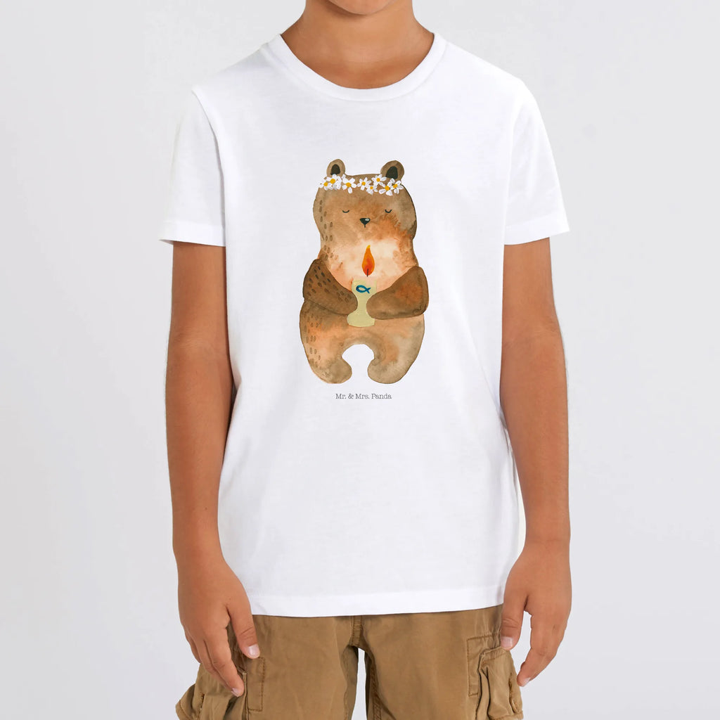 Organic Kinder T-Shirt Bär Kommunion Kinder T-Shirt, Kinder T-Shirt Mädchen, Kinder T-Shirt Jungen, Bär, Teddy, Teddybär, Kommunion, Gottes Segen, Taufkerze, katholisch