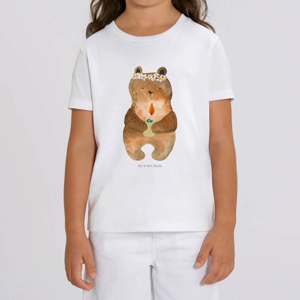 Organic Kinder T-Shirt Bär Kommunion Kinder T-Shirt, Kinder T-Shirt Mädchen, Kinder T-Shirt Jungen, Bär, Teddy, Teddybär, Kommunion, Gottes Segen, Taufkerze, katholisch