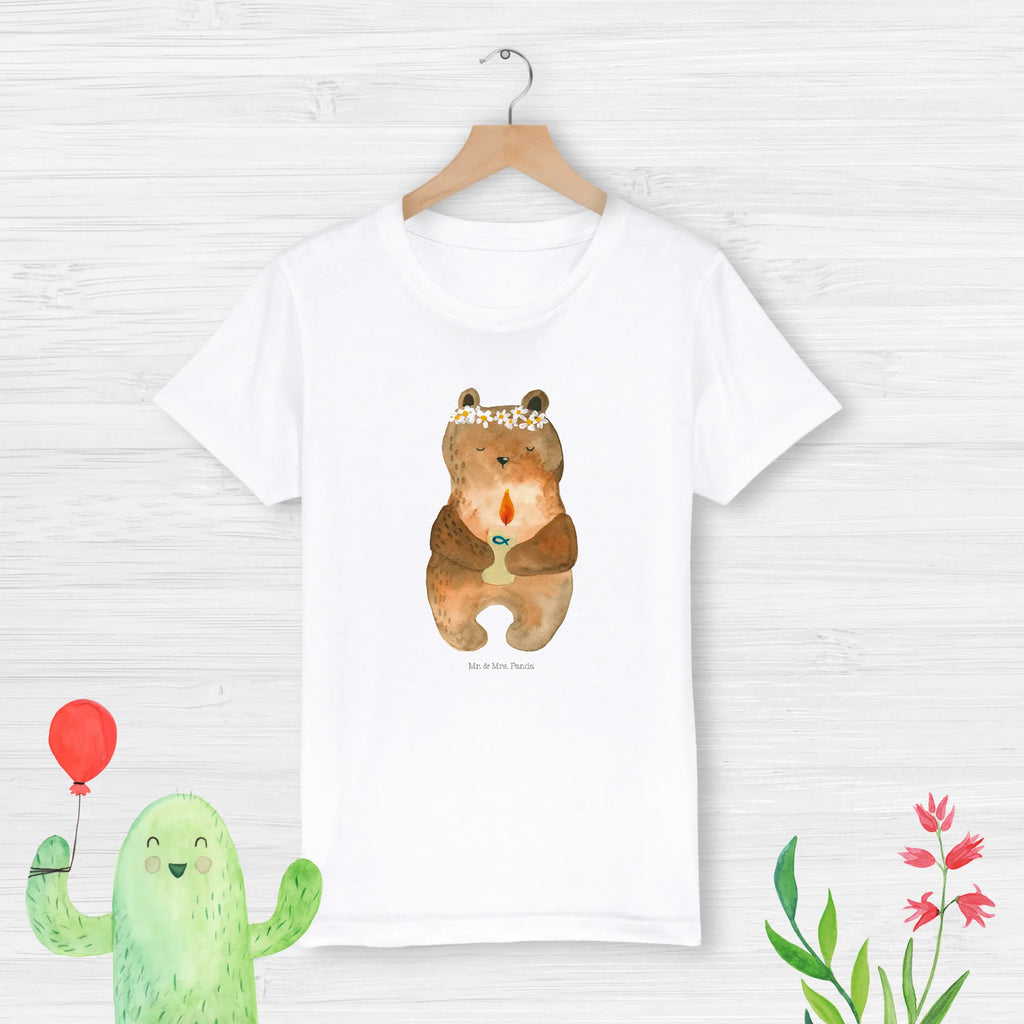 Organic Kinder T-Shirt Bär Kommunion Kinder T-Shirt, Kinder T-Shirt Mädchen, Kinder T-Shirt Jungen, Bär, Teddy, Teddybär, Kommunion, Gottes Segen, Taufkerze, katholisch