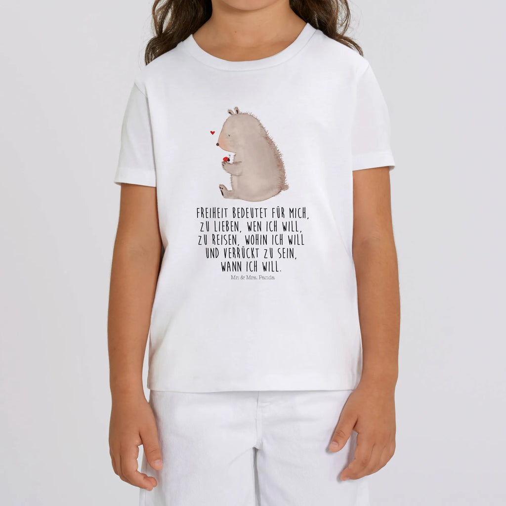 Organic Kinder T-Shirt Bär Marienkäfer Kinder T-Shirt, Kinder T-Shirt Mädchen, Kinder T-Shirt Jungen, Bär, Teddy, Teddybär, Marienkäfer, Liebe, Freiheit, Motivation, Das Leben ist schön