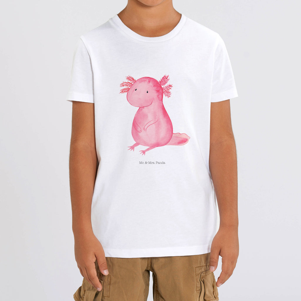 Organic Kinder T-Shirt Axolotl Kinder T-Shirt, Kinder T-Shirt Mädchen, Kinder T-Shirt Jungen, Axolotl, Molch, Axolot, vergnügt, fröhlich, zufrieden, Lebensstil, Weisheit, Lebensweisheit, Liebe, Freundin