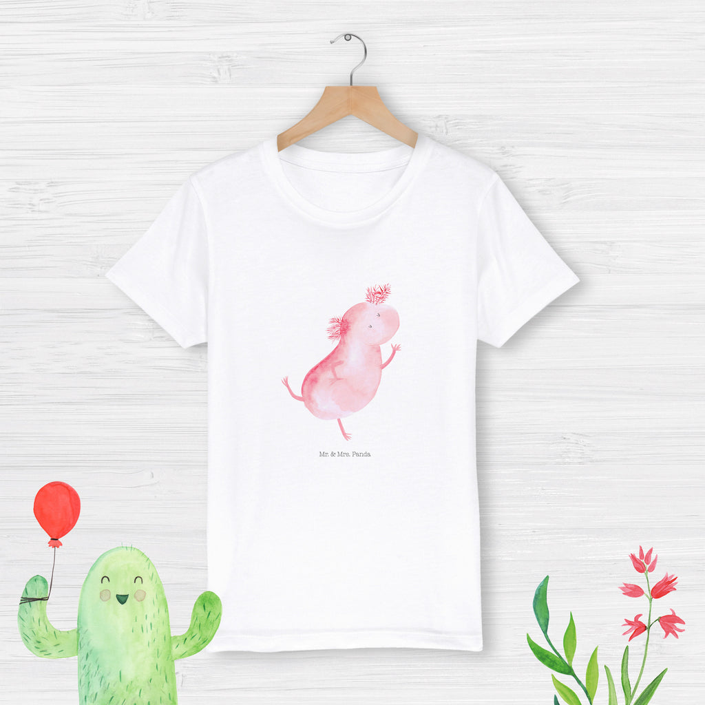 Organic Kinder T-Shirt Axolotl tanzt Kinder T-Shirt, Kinder T-Shirt Mädchen, Kinder T-Shirt Jungen, Axolotl, Molch, Axolot, Schwanzlurch, Lurch, Lurche, Dachschaden, Sterne, verrückt, Freundin, beste Freundin