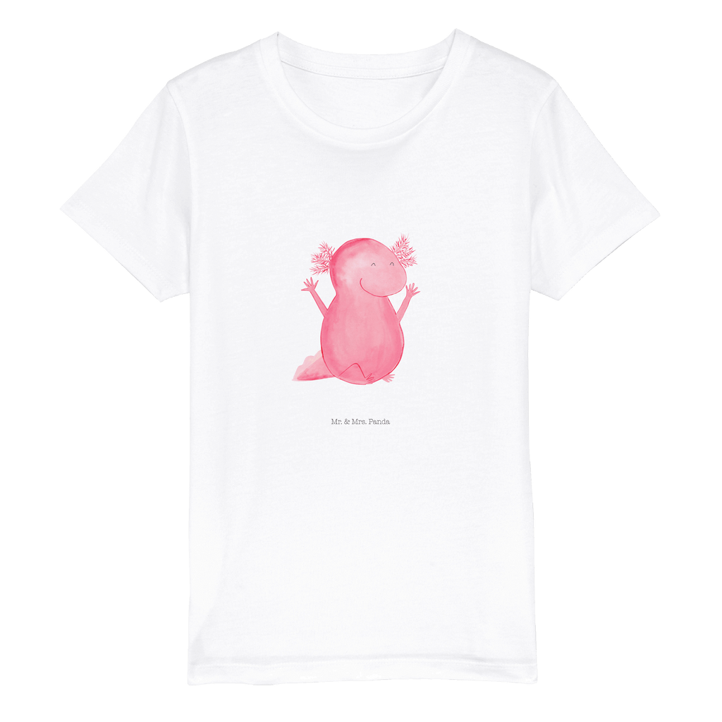 Organic Kinder T-Shirt Axolotl Hurra Kinder T-Shirt, Kinder T-Shirt Mädchen, Kinder T-Shirt Jungen, Axolotl, Molch, Axolot, Schwanzlurch, Lurch, Lurche, fröhlich, Spaß, Freude, Motivation, Zufriedenheit