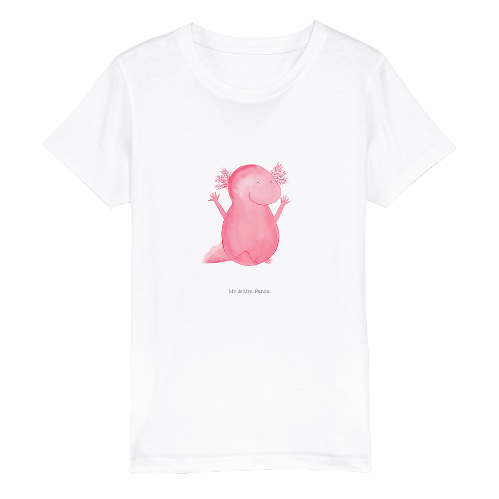 Organic Kinder T-Shirt Axolotl Hurra Kinder T-Shirt, Kinder T-Shirt Mädchen, Kinder T-Shirt Jungen, Axolotl, Molch, Axolot, Schwanzlurch, Lurch, Lurche, fröhlich, Spaß, Freude, Motivation, Zufriedenheit