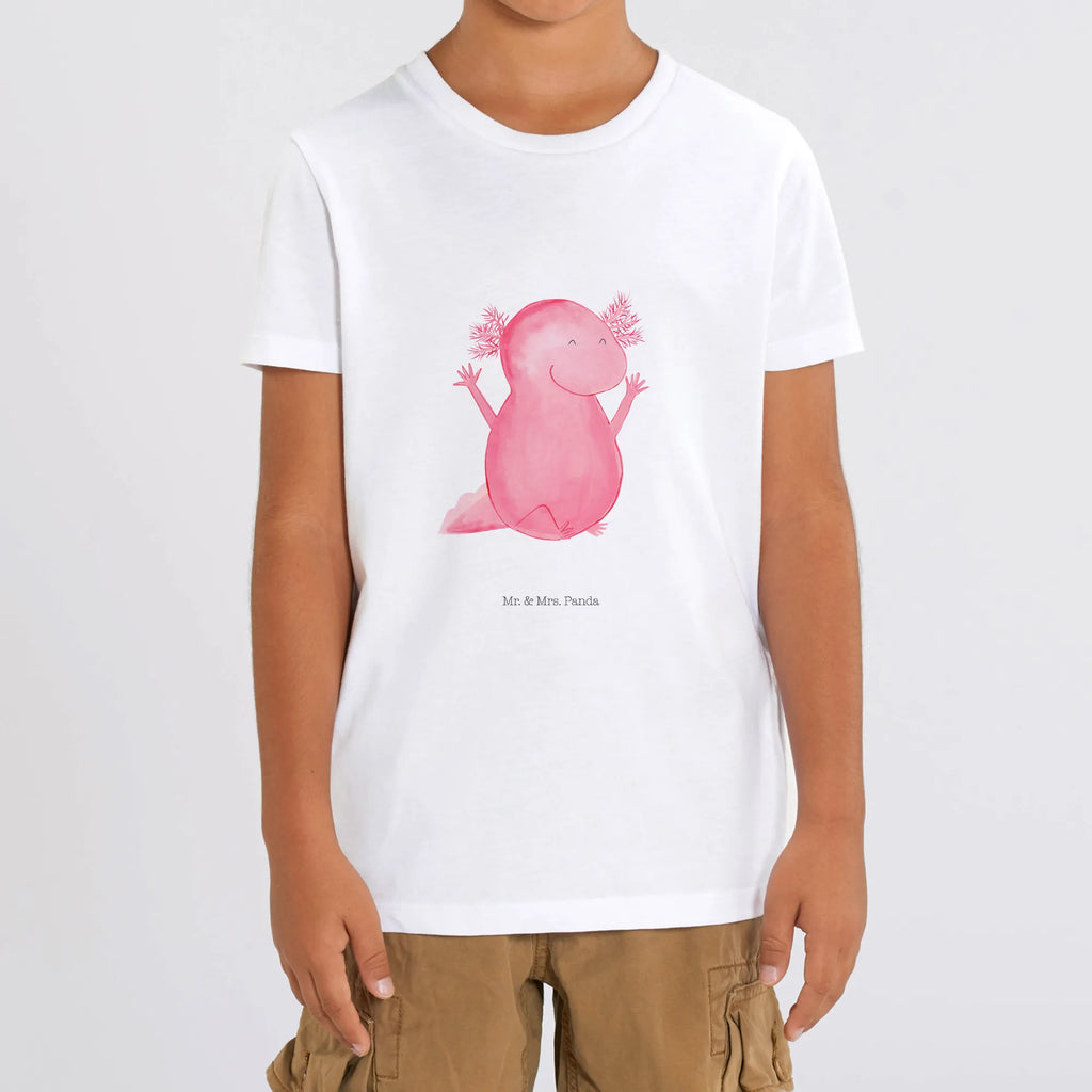 Organic Kinder T-Shirt Axolotl Hurra Kinder T-Shirt, Kinder T-Shirt Mädchen, Kinder T-Shirt Jungen, Axolotl, Molch, Axolot, Schwanzlurch, Lurch, Lurche, fröhlich, Spaß, Freude, Motivation, Zufriedenheit