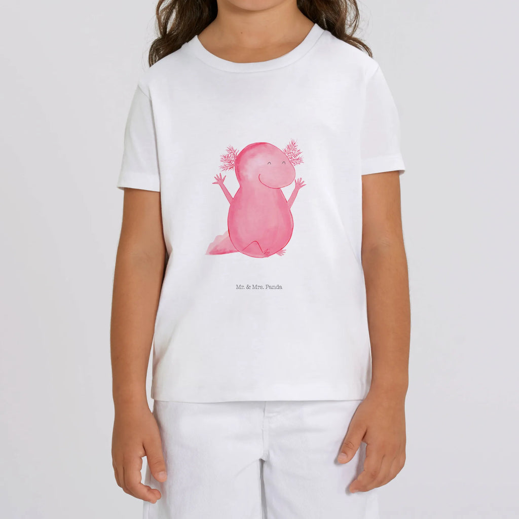 Organic Kinder T-Shirt Axolotl Hurra Kinder T-Shirt, Kinder T-Shirt Mädchen, Kinder T-Shirt Jungen, Axolotl, Molch, Axolot, Schwanzlurch, Lurch, Lurche, fröhlich, Spaß, Freude, Motivation, Zufriedenheit