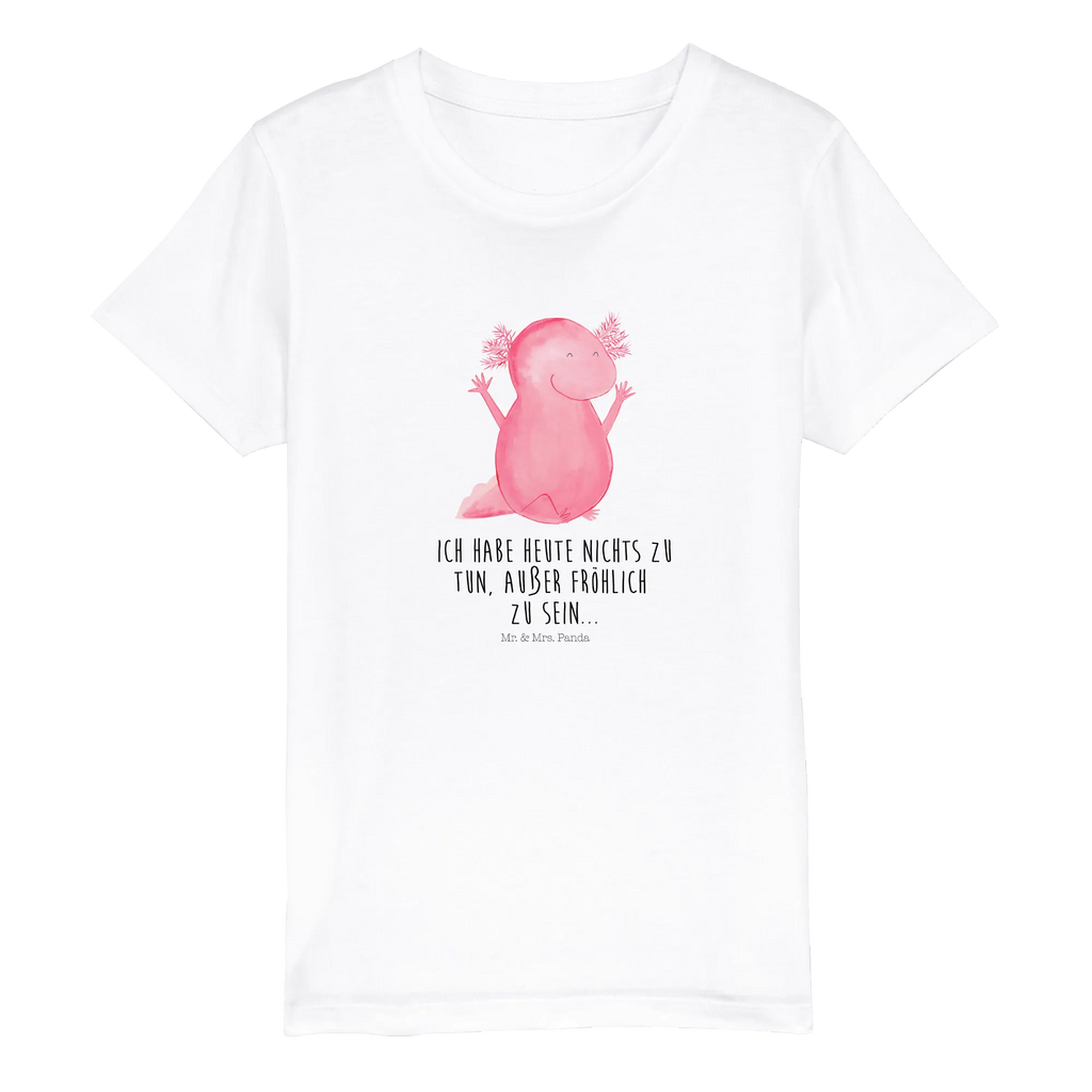 Organic Kinder T-Shirt Axolotl Hurra Kinder T-Shirt, Kinder T-Shirt Mädchen, Kinder T-Shirt Jungen, Axolotl, Molch, Axolot, Schwanzlurch, Lurch, Lurche, fröhlich, Spaß, Freude, Motivation, Zufriedenheit