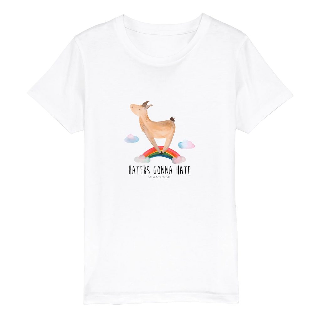 Organic Kinder T-Shirt Lama Regenbogen Kinder T-Shirt, Kinder T-Shirt Mädchen, Kinder T-Shirt Jungen, Lama, Alpaka, Lamas, Regenbogen, Haters gonna hate, Haters, Selbstständig, Außenseiter, Schule, Abi, Hobby, Wolkenland, Freiheit