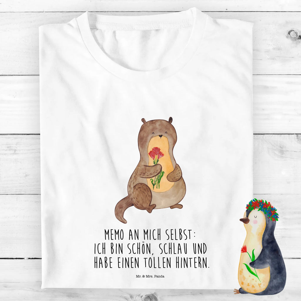 Organic Kinder T-Shirt Otter Blumenstrauß Kinder T-Shirt, Kinder T-Shirt Mädchen, Kinder T-Shirt Jungen, Otter, Fischotter, Seeotter, Otter Seeotter See Otter