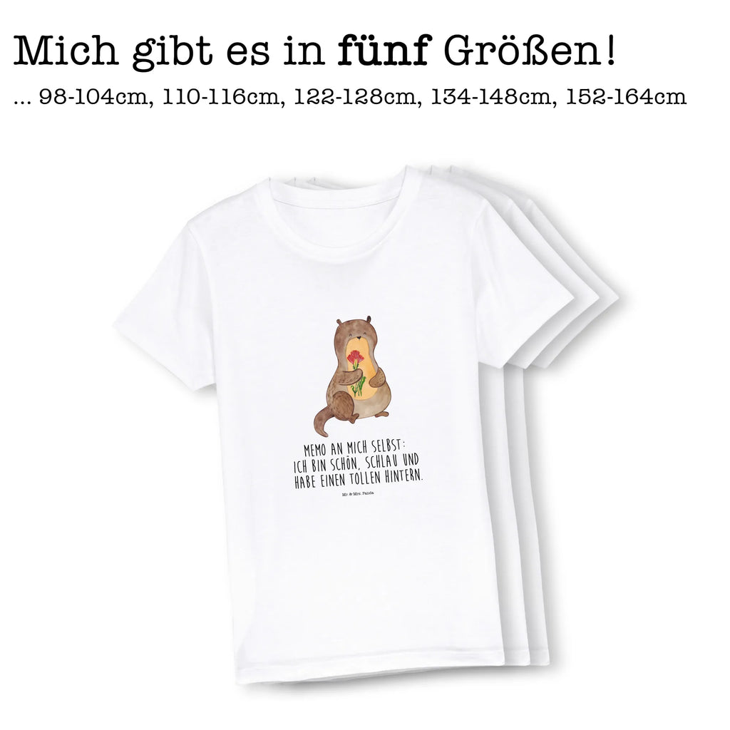 Organic Kinder T-Shirt Otter Blumenstrauß Kinder T-Shirt, Kinder T-Shirt Mädchen, Kinder T-Shirt Jungen, Otter, Fischotter, Seeotter, Otter Seeotter See Otter