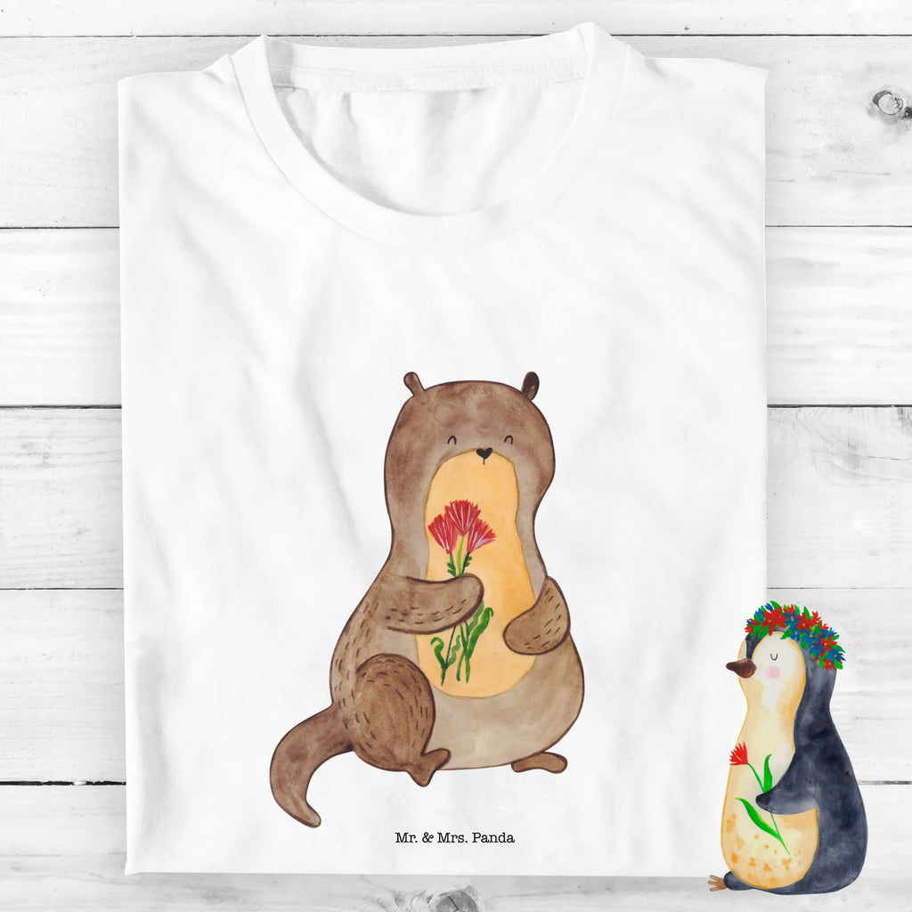 Organic Kinder T-Shirt Otter Blumenstrauß Kinder T-Shirt, Kinder T-Shirt Mädchen, Kinder T-Shirt Jungen, Otter, Fischotter, Seeotter, Otter Seeotter See Otter