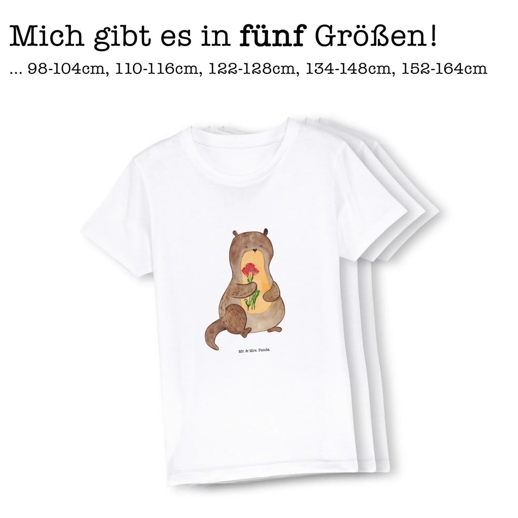 Organic Kinder T-Shirt Otter Blumenstrauß Kinder T-Shirt, Kinder T-Shirt Mädchen, Kinder T-Shirt Jungen, Otter, Fischotter, Seeotter, Otter Seeotter See Otter