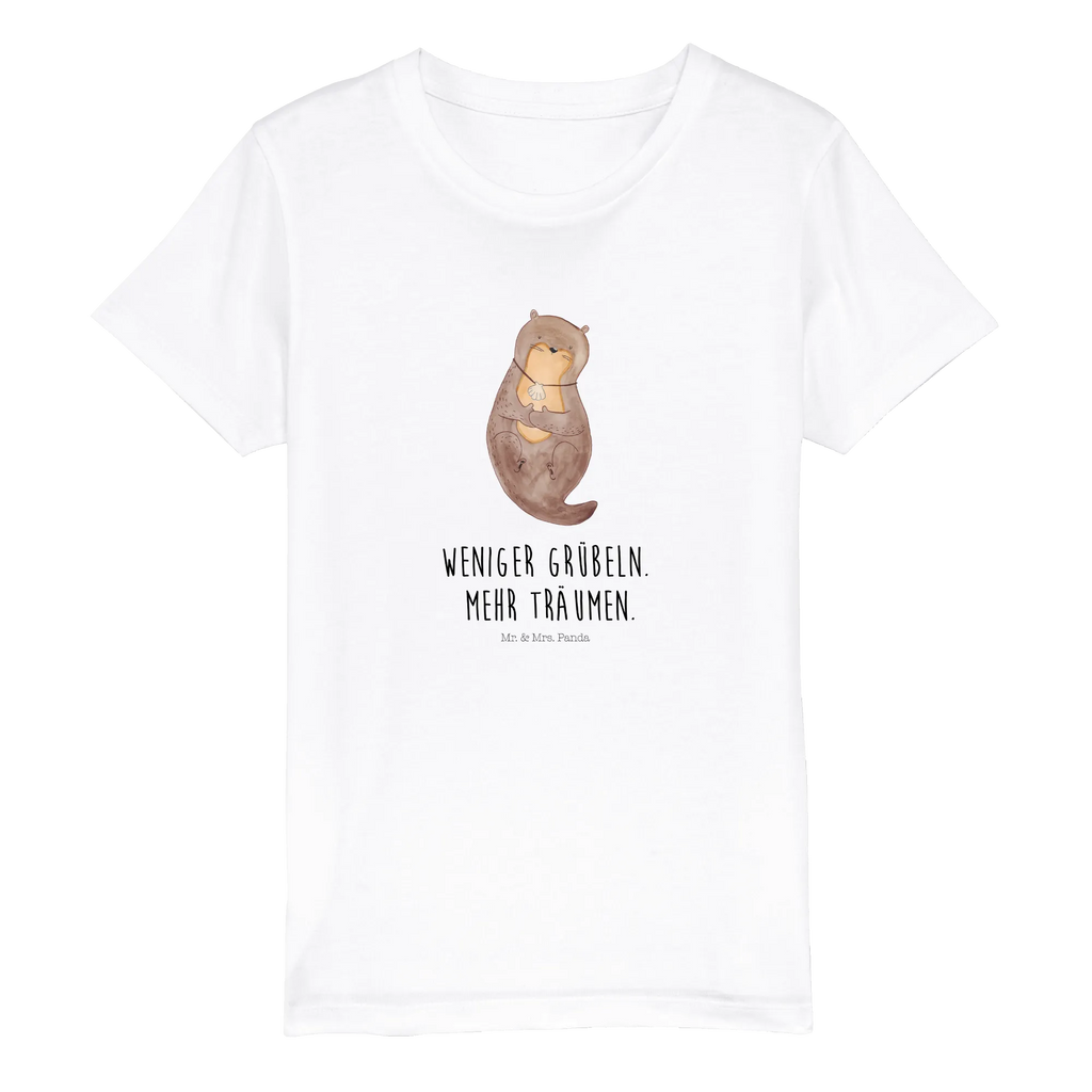 Organic Kinder T-Shirt Otter Muschel Kinder T-Shirt, Kinder T-Shirt Mädchen, Kinder T-Shirt Jungen, Otter, Fischotter, Seeotter, Otterliebe, grübeln, träumen, Motivation, Tagträumen, Büro