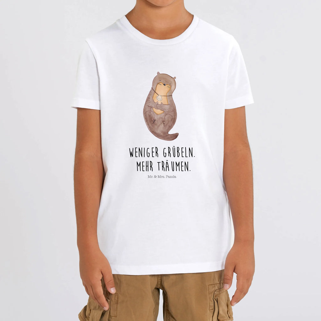 Organic Kinder T-Shirt Otter Muschel Kinder T-Shirt, Kinder T-Shirt Mädchen, Kinder T-Shirt Jungen, Otter, Fischotter, Seeotter, Otterliebe, grübeln, träumen, Motivation, Tagträumen, Büro