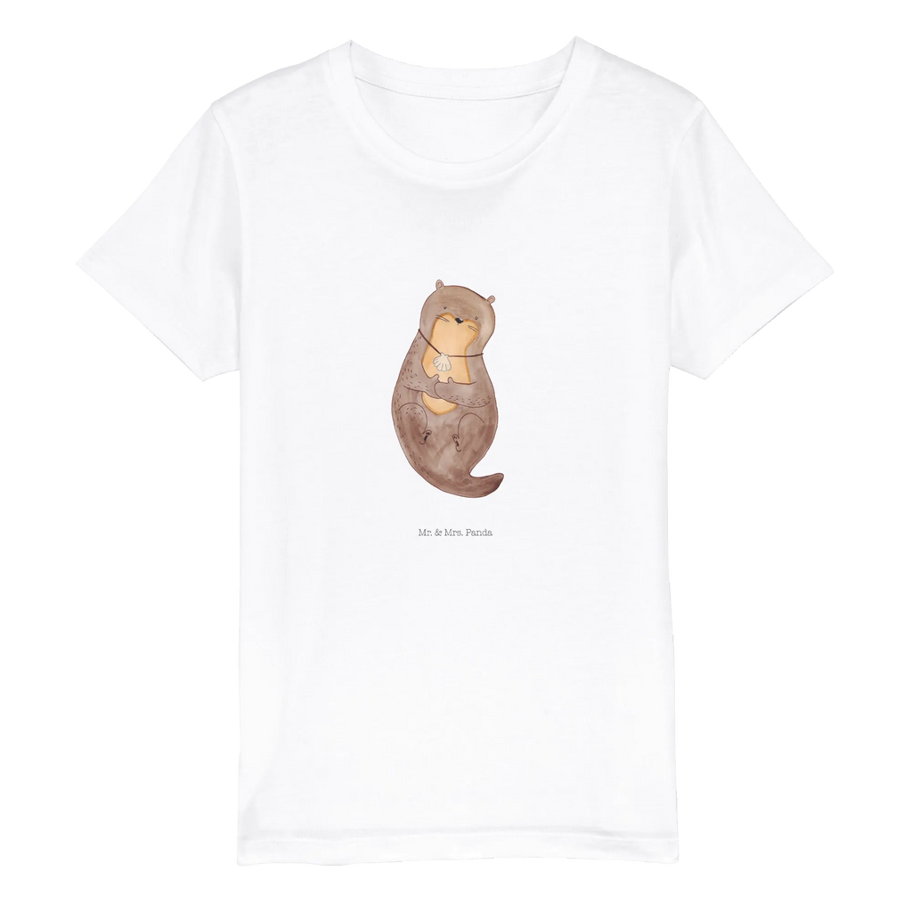 Organic Kinder T-Shirt Otter Muschel Kinder T-Shirt, Kinder T-Shirt Mädchen, Kinder T-Shirt Jungen, Otter, Fischotter, Seeotter, Otterliebe, grübeln, träumen, Motivation, Tagträumen, Büro