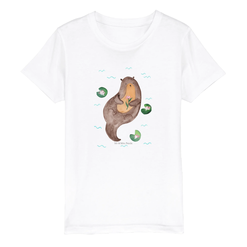 Organic Kinder T-Shirt Otter Seerose Kinder T-Shirt, Kinder T-Shirt Mädchen, Kinder T-Shirt Jungen, Otter, Fischotter, Seeotter, Otter Seeotter See Otter