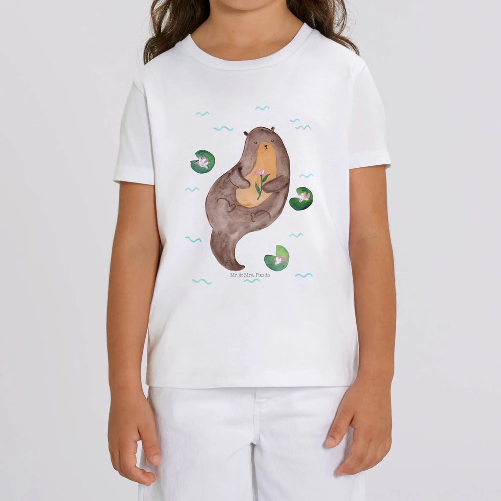 Organic Kinder T-Shirt Otter Seerose Kinder T-Shirt, Kinder T-Shirt Mädchen, Kinder T-Shirt Jungen, Otter, Fischotter, Seeotter, Otter Seeotter See Otter