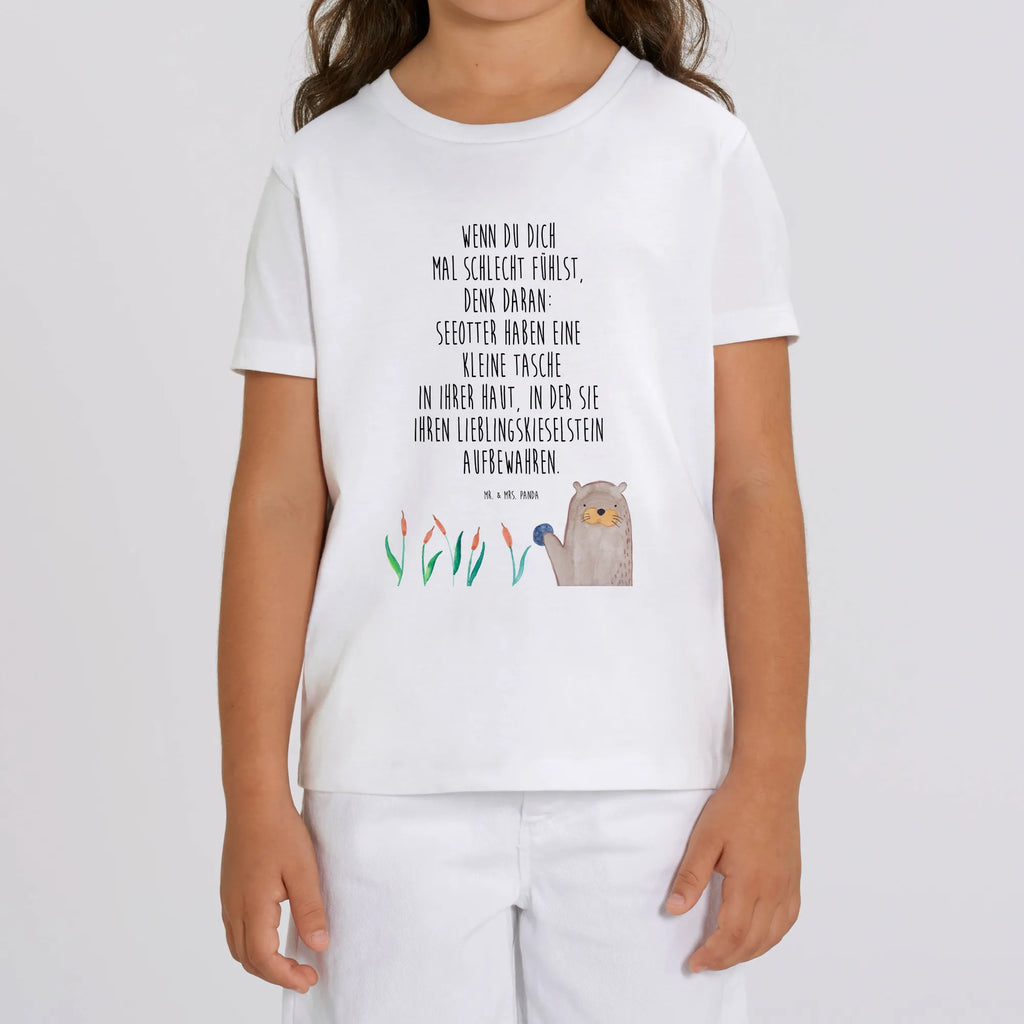 Organic Kinder T-Shirt Otter Stein Kinder T-Shirt, Kinder T-Shirt Mädchen, Kinder T-Shirt Jungen, Otter, Fischotter, Seeotter, Otter Seeotter See Otter