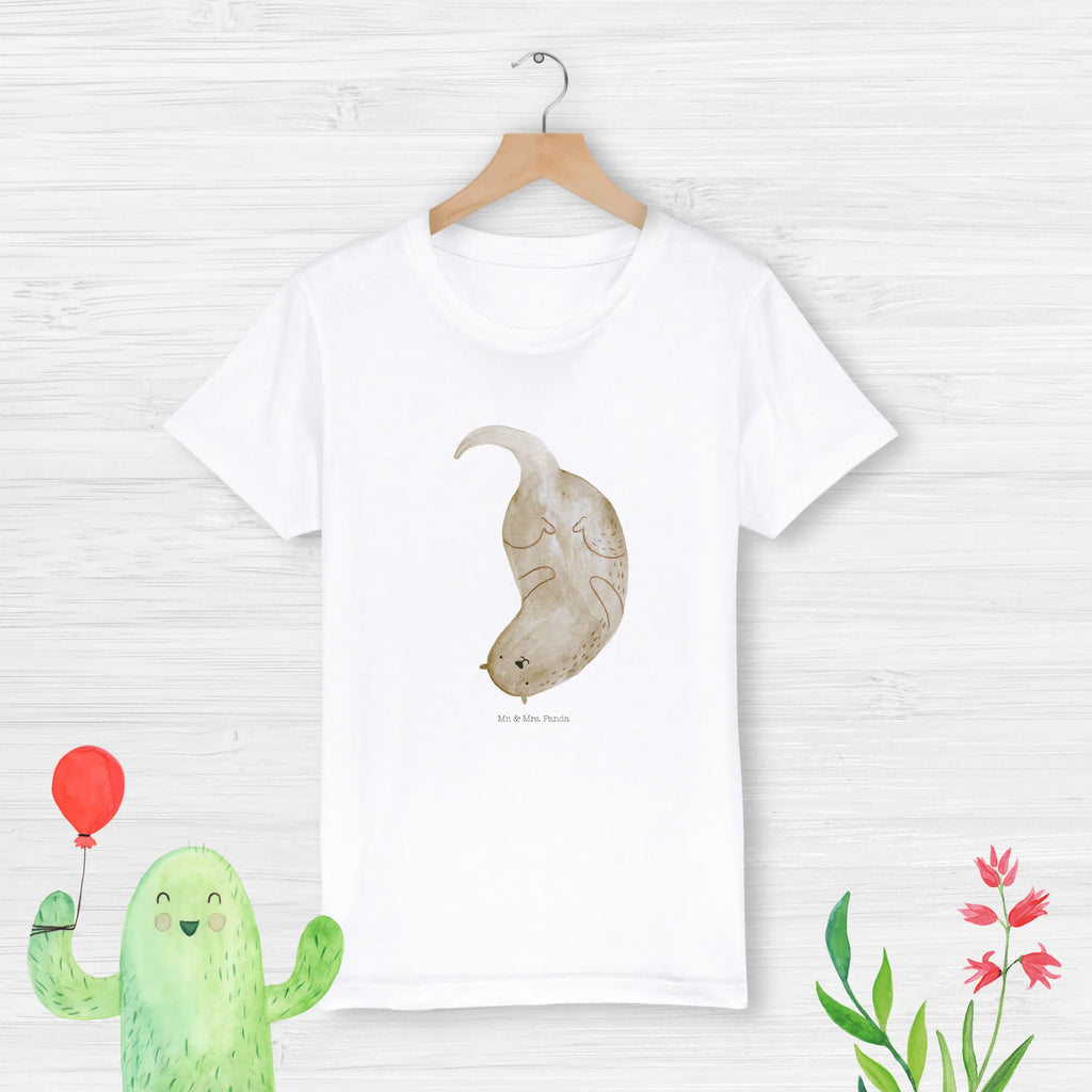 Organic Kinder T-Shirt Otter Kopfüber Kinder T-Shirt, Kinder T-Shirt Mädchen, Kinder T-Shirt Jungen, Otter, Fischotter, Seeotter, Otter Seeotter See Otter