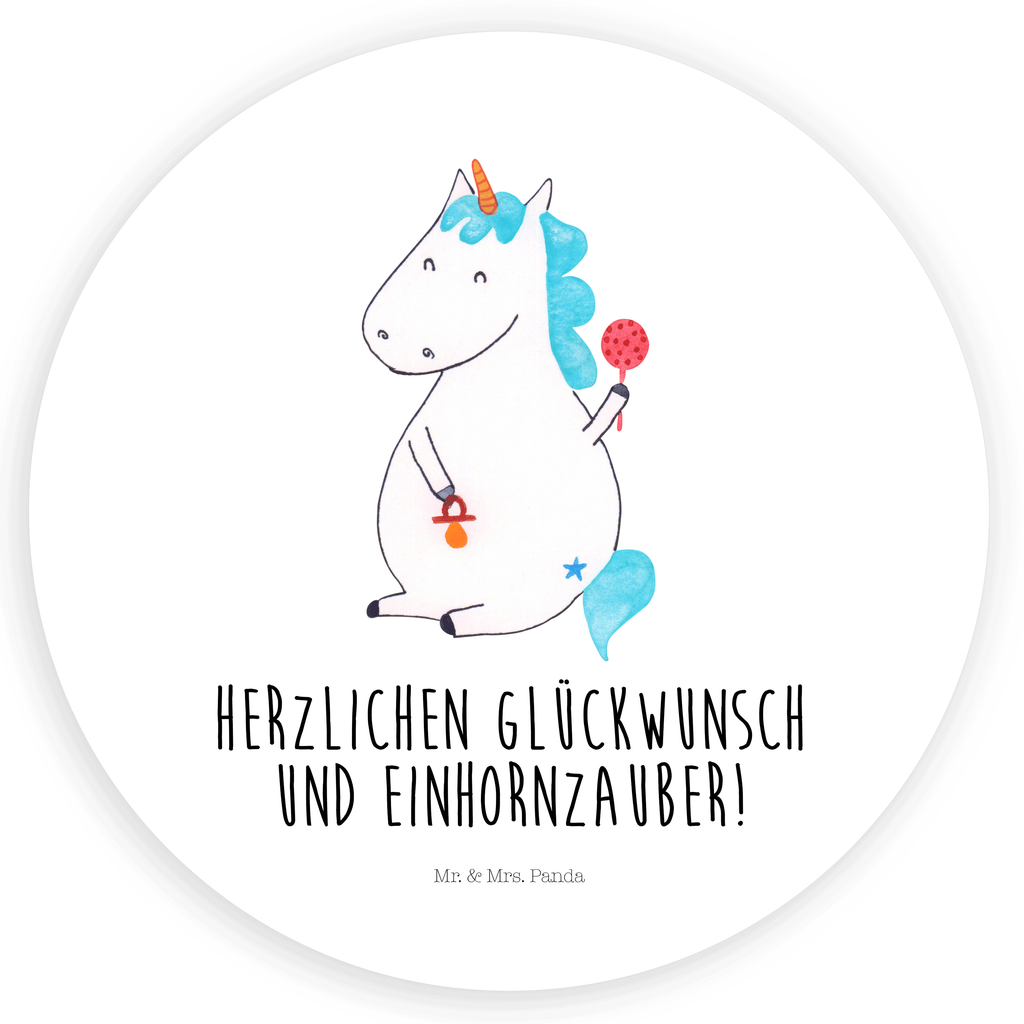 Rund Aufkleber Einhorn Baby Sticker, Aufkleber, Etikett, Einhorn, Einhörner, Einhorn Deko, Pegasus, Unicorn, Mutter, Geburt, Geburtstag, erstes Kind, Baby, Babyglück, Nachwuchs, Eltern, Party, Kind, Schnuller