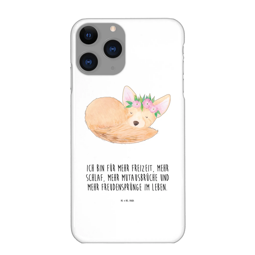 Handyhülle Wüstenfuchs Blumen Handyhülle, Handycover, Cover, Handy, Hülle, Iphone 10, Iphone X, Afrika, Wildtiere, Wüste, Wüstenfuchs, Blumen, Blumenkranz, Glücklich