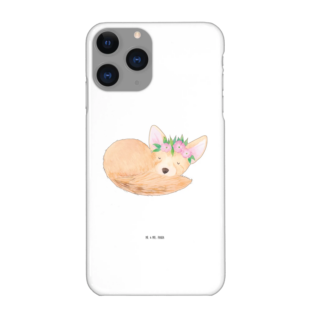 Handyhülle Wüstenfuchs Blumen Handyhülle, Handycover, Cover, Handy, Hülle, Iphone 10, Iphone X, Afrika, Wildtiere, Wüste, Wüstenfuchs, Blumen, Blumenkranz, Glücklich