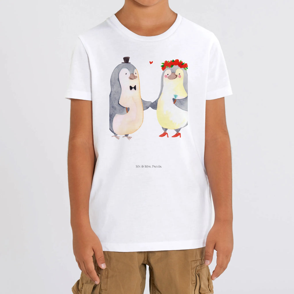 Organic Kinder T-Shirt Pinguin Heirat Kinder T-Shirt, Kinder T-Shirt Mädchen, Kinder T-Shirt Jungen, Liebe, Partner, Freund, Freundin, Ehemann, Ehefrau, Heiraten, Verlobung, Heiratsantrag, Liebesgeschenk, Jahrestag, Hocheitstag