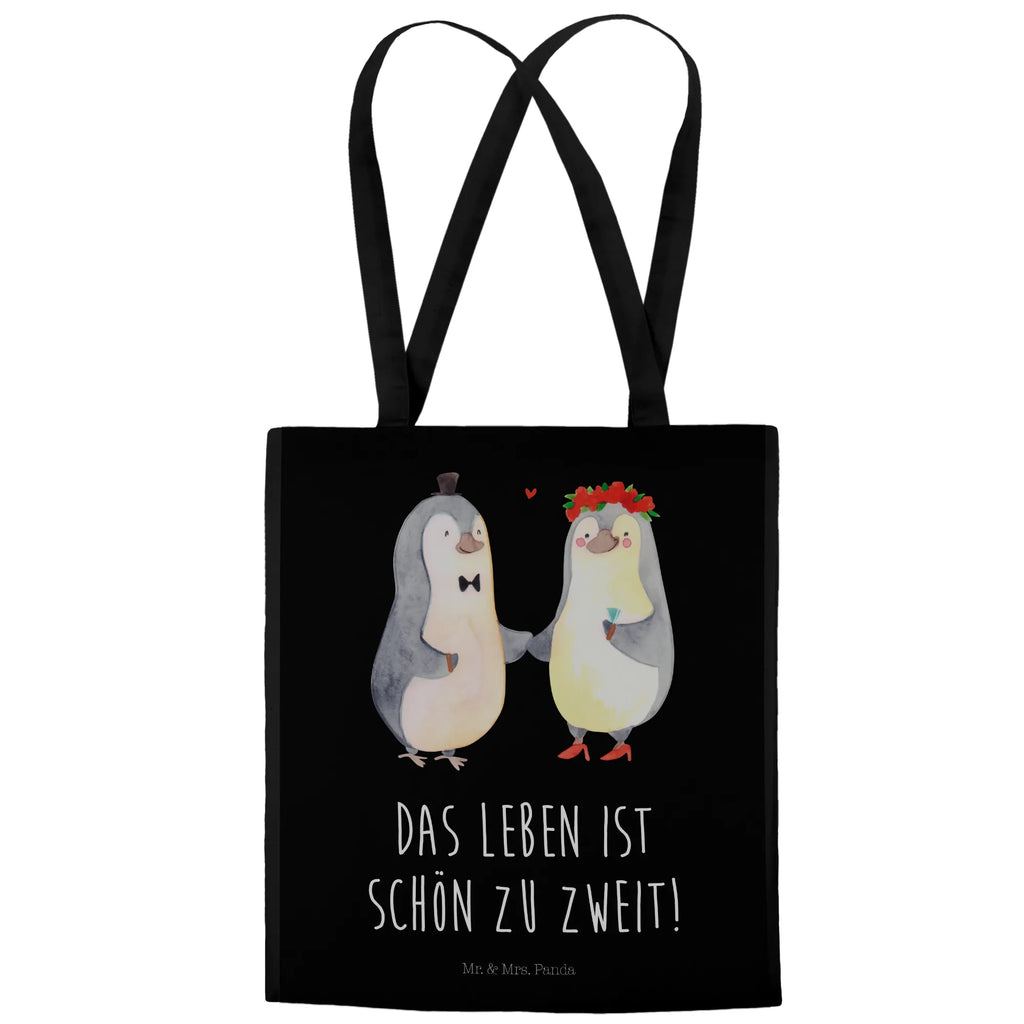 Tragetasche Pinguin Heirat Beuteltasche, Beutel, Einkaufstasche, Jutebeutel, Stoffbeutel, Tasche, Shopper, Umhängetasche, Strandtasche, Schultertasche, Stofftasche, Tragetasche, Badetasche, Jutetasche, Einkaufstüte, Laptoptasche, Liebe, Partner, Freund, Freundin, Ehemann, Ehefrau, Heiraten, Verlobung, Heiratsantrag, Liebesgeschenk, Jahrestag, Hocheitstag