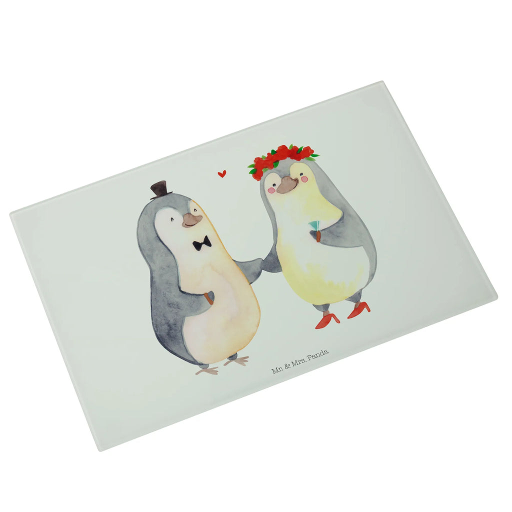 Glasschneidebrett Pinguin Heirat Glasschneidebrett, Schneidebrett, Liebe, Partner, Freund, Freundin, Ehemann, Ehefrau, Heiraten, Verlobung, Heiratsantrag, Liebesgeschenk, Jahrestag, Hocheitstag