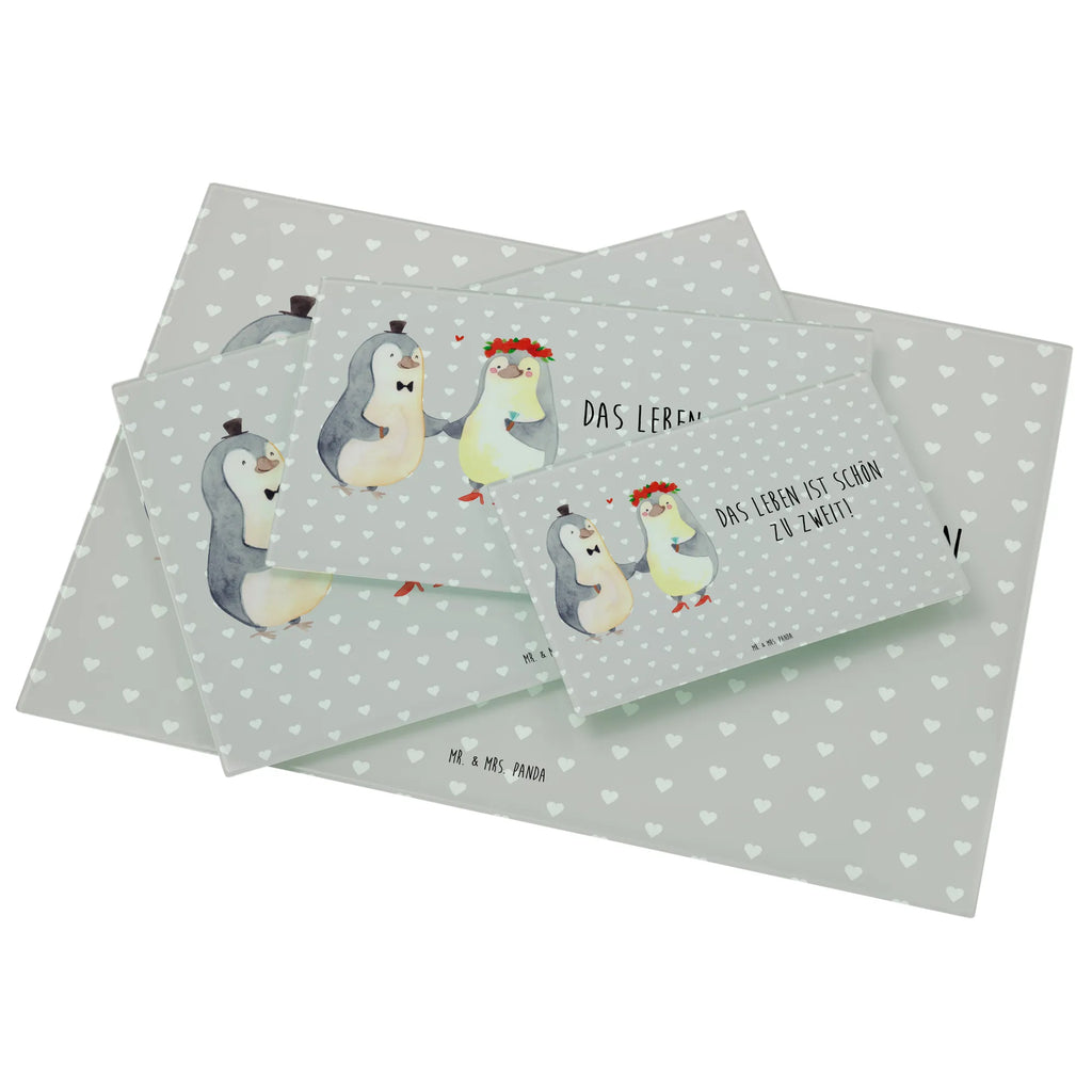 Glasschneidebrett Pinguin Heirat Glasschneidebrett, Schneidebrett, Liebe, Partner, Freund, Freundin, Ehemann, Ehefrau, Heiraten, Verlobung, Heiratsantrag, Liebesgeschenk, Jahrestag, Hocheitstag