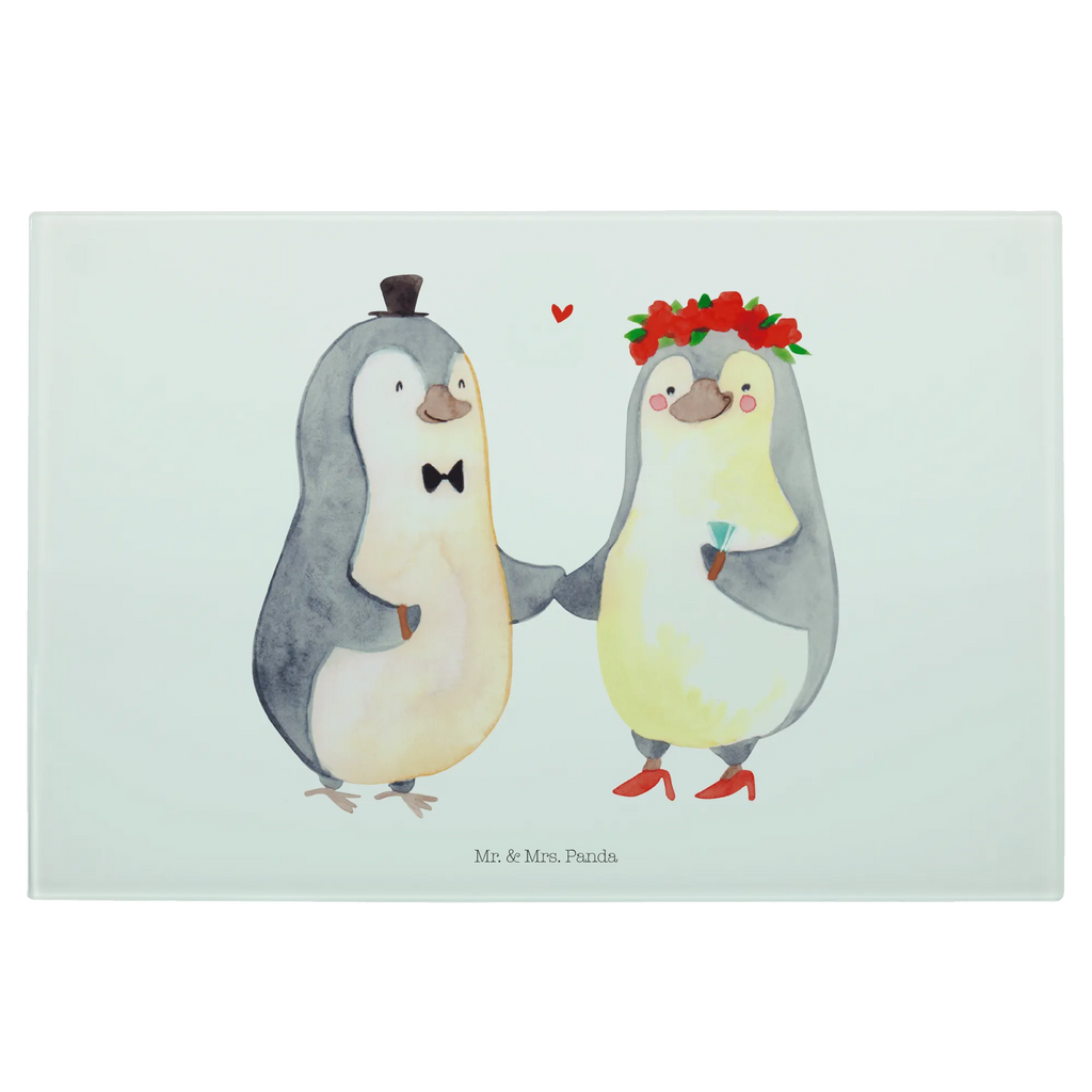 Glasschneidebrett Pinguin Heirat Glasschneidebrett, Schneidebrett, Liebe, Partner, Freund, Freundin, Ehemann, Ehefrau, Heiraten, Verlobung, Heiratsantrag, Liebesgeschenk, Jahrestag, Hocheitstag