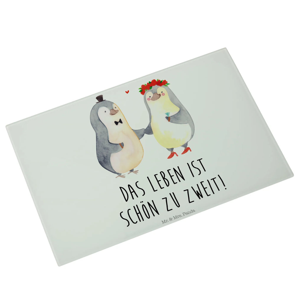 Glasschneidebrett Pinguin Heirat Glasschneidebrett, Schneidebrett, Liebe, Partner, Freund, Freundin, Ehemann, Ehefrau, Heiraten, Verlobung, Heiratsantrag, Liebesgeschenk, Jahrestag, Hocheitstag