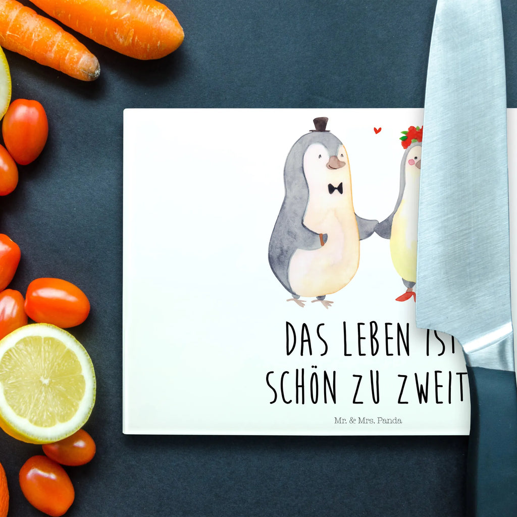 Glasschneidebrett Pinguin Heirat Glasschneidebrett, Schneidebrett, Liebe, Partner, Freund, Freundin, Ehemann, Ehefrau, Heiraten, Verlobung, Heiratsantrag, Liebesgeschenk, Jahrestag, Hocheitstag