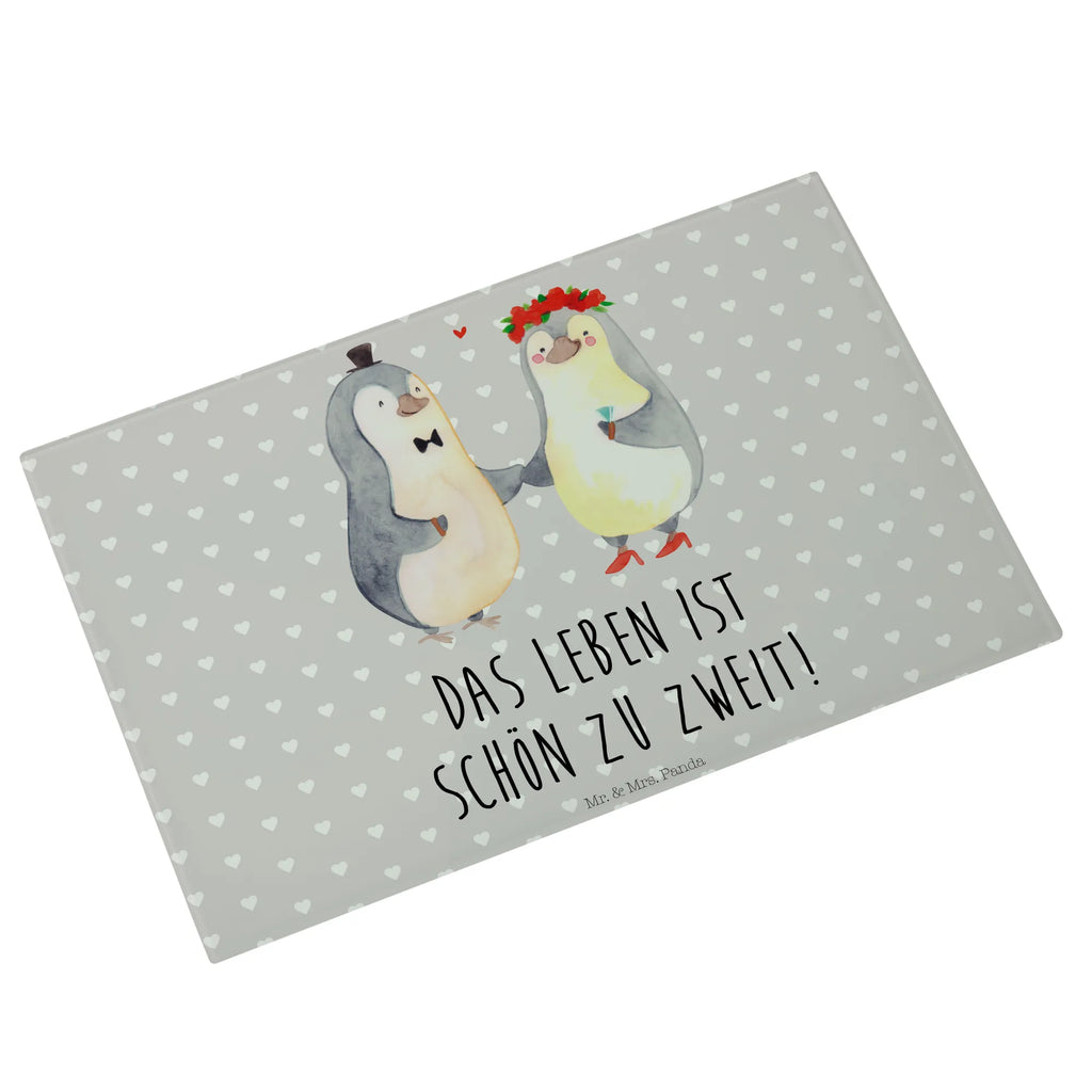 Glasschneidebrett Pinguin Heirat Glasschneidebrett, Schneidebrett, Liebe, Partner, Freund, Freundin, Ehemann, Ehefrau, Heiraten, Verlobung, Heiratsantrag, Liebesgeschenk, Jahrestag, Hocheitstag