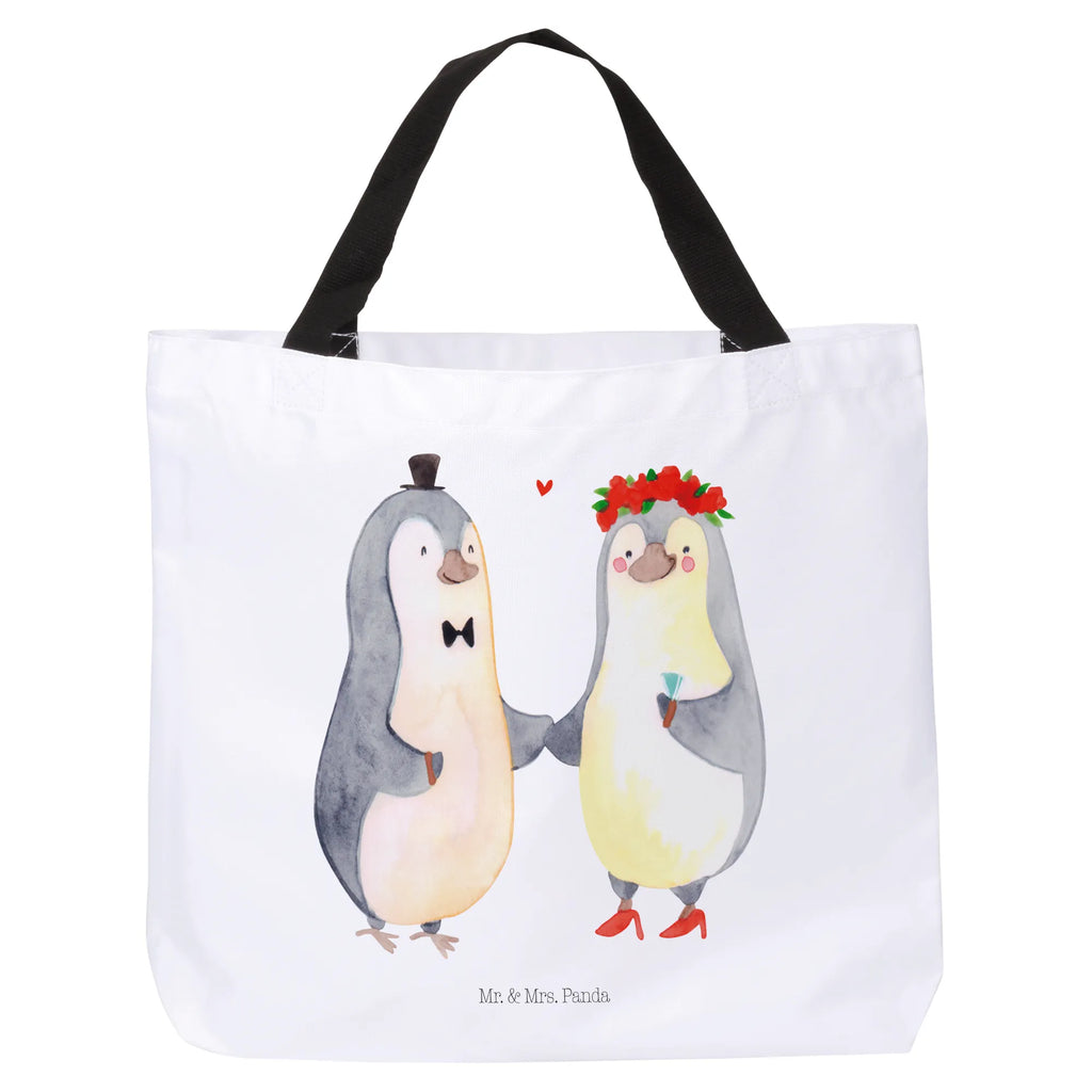 Shopper Pinguin Heirat Beutel, Einkaufstasche, Tasche, Strandtasche, Einkaufsbeutel, Shopper, Schultasche, Freizeittasche, Tragebeutel, Schulbeutel, Alltagstasche, Liebe, Partner, Freund, Freundin, Ehemann, Ehefrau, Heiraten, Verlobung, Heiratsantrag, Liebesgeschenk, Jahrestag, Hocheitstag