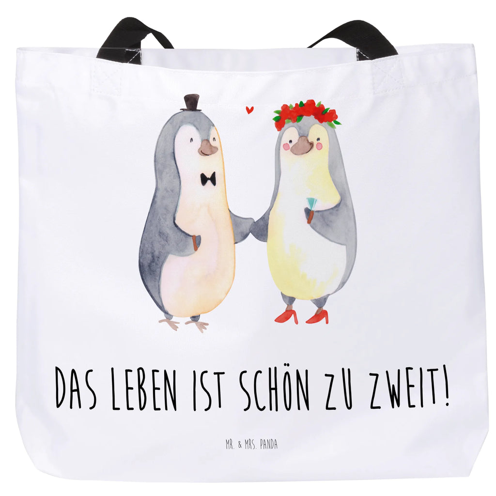 Shopper Pinguin Heirat Beutel, Einkaufstasche, Tasche, Strandtasche, Einkaufsbeutel, Shopper, Schultasche, Freizeittasche, Tragebeutel, Schulbeutel, Alltagstasche, Liebe, Partner, Freund, Freundin, Ehemann, Ehefrau, Heiraten, Verlobung, Heiratsantrag, Liebesgeschenk, Jahrestag, Hocheitstag