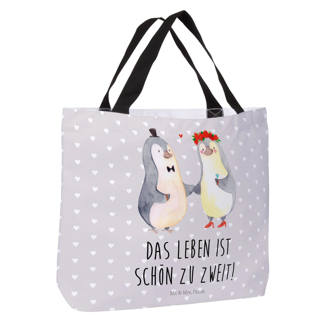 Shopper Pinguin Heirat Beutel, Einkaufstasche, Tasche, Strandtasche, Einkaufsbeutel, Shopper, Schultasche, Freizeittasche, Tragebeutel, Schulbeutel, Alltagstasche, Liebe, Partner, Freund, Freundin, Ehemann, Ehefrau, Heiraten, Verlobung, Heiratsantrag, Liebesgeschenk, Jahrestag, Hocheitstag