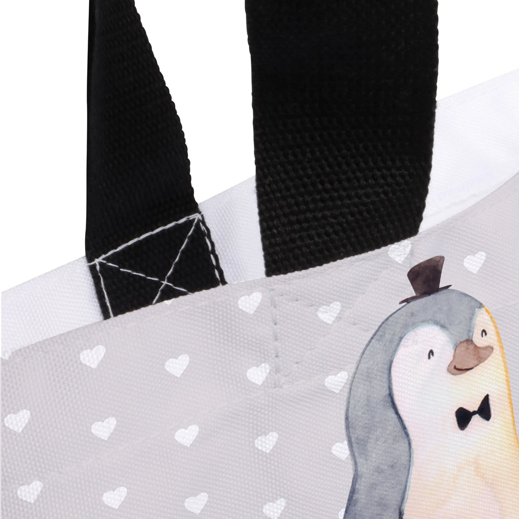 Shopper Pinguin Heirat Beutel, Einkaufstasche, Tasche, Strandtasche, Einkaufsbeutel, Shopper, Schultasche, Freizeittasche, Tragebeutel, Schulbeutel, Alltagstasche, Liebe, Partner, Freund, Freundin, Ehemann, Ehefrau, Heiraten, Verlobung, Heiratsantrag, Liebesgeschenk, Jahrestag, Hocheitstag