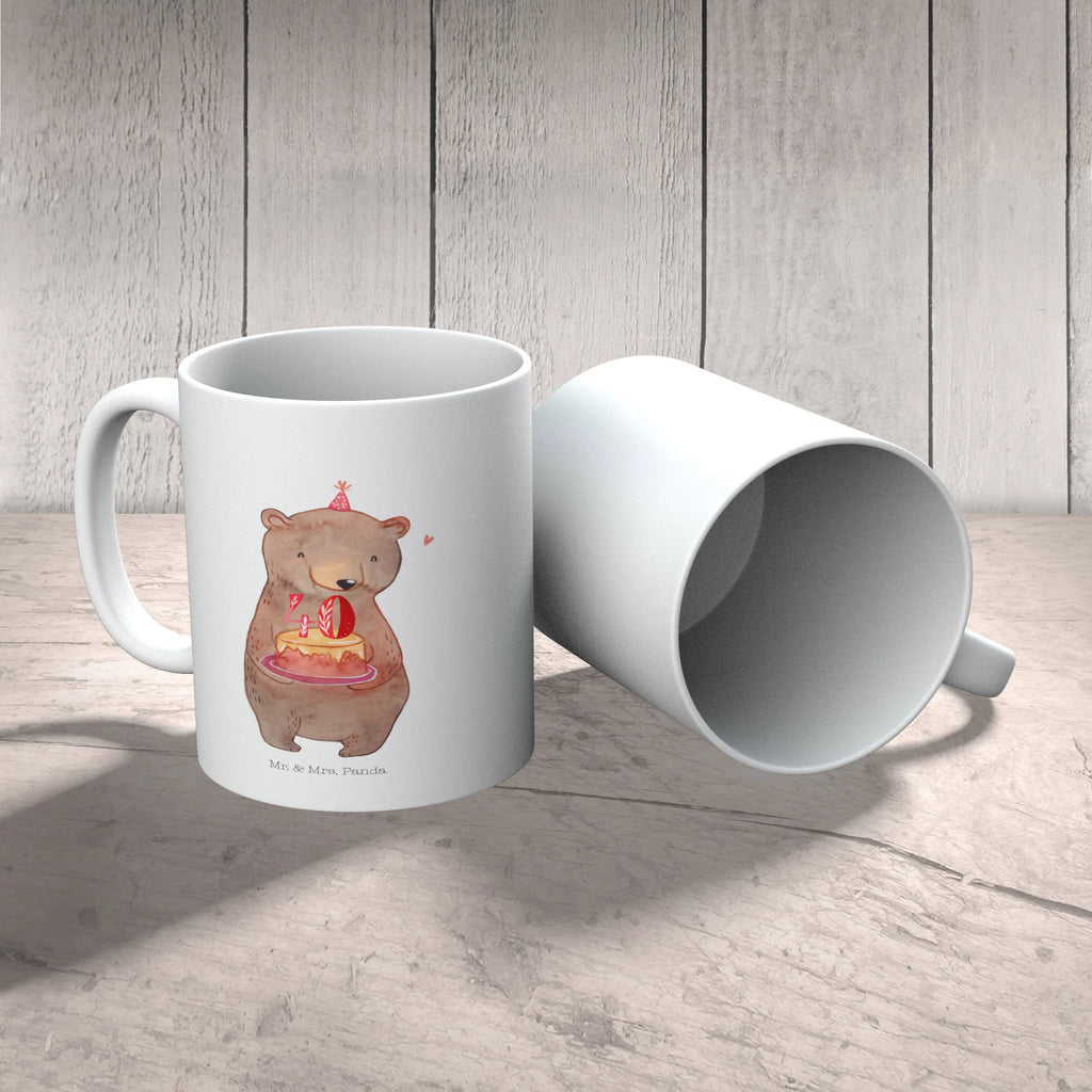 Tasse Bär Torte 40. Geburtstag Tasse, Kaffeetasse, Teetasse, Keramiktasse, Porzellantasse, Bürotasse, Geschenktasse, Tasse mit Zitaten, Tasse mit Motiven, Geburtstag, Geburtstagsgeschenk, Geschenk, Party, Feiern, Torte, Kuchen
