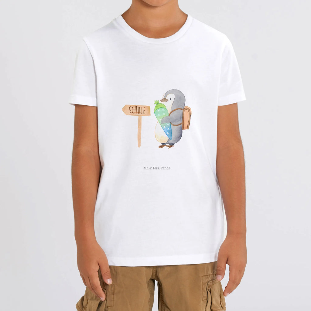 Organic Kinder T-Shirt Pinguin Schultüte Kinder T-Shirt, Kinder T-Shirt Mädchen, Kinder T-Shirt Jungen, Pinguin, Schulanfänger, Einschulung, 1. Klasse, Geschenk zur Einschulung, erster Schultag, Schulranzen