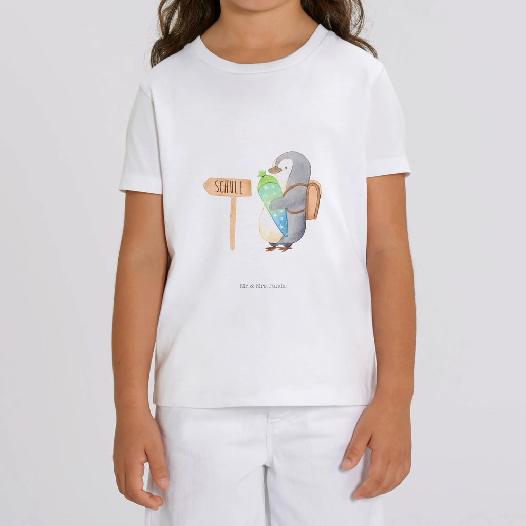 Organic Kinder T-Shirt Pinguin Schultüte Kinder T-Shirt, Kinder T-Shirt Mädchen, Kinder T-Shirt Jungen, Pinguin, Schulanfänger, Einschulung, 1. Klasse, Geschenk zur Einschulung, erster Schultag, Schulranzen