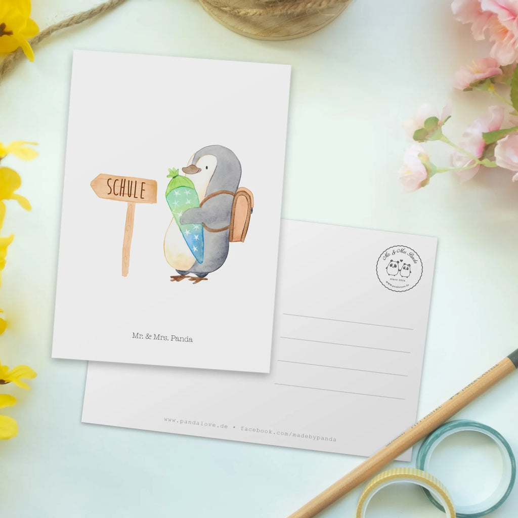 Postkarte Pinguin Schultüte Postkarte, Karte, Geschenkkarte, Grußkarte, Einladung, Ansichtskarte, Geburtstagskarte, Einladungskarte, Dankeskarte, Ansichtskarten, Einladung Geburtstag, Einladungskarten Geburtstag, Pinguin, Schulanfänger, Einschulung, 1. Klasse, Geschenk zur Einschulung, erster Schultag, Schulranzen