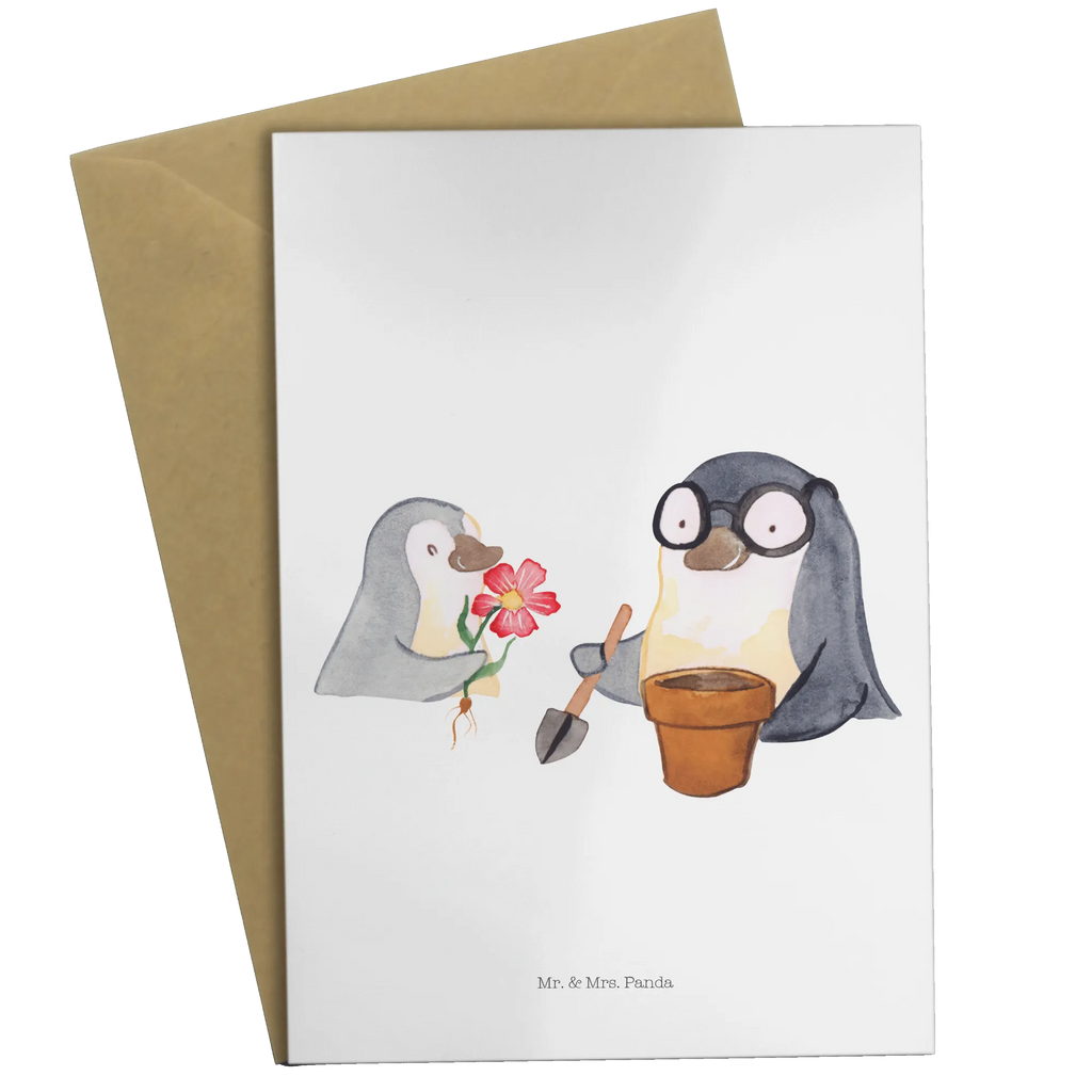 Grußkarte Pinguin Opa Blumen pflanzen Grußkarte, Klappkarte, Einladungskarte, Glückwunschkarte, Hochzeitskarte, Geburtstagskarte, Karte, Ansichtskarten, Familie, Vatertag, Muttertag, Bruder, Schwester, Mama, Papa, Oma, Opa, Großvater, Opi, bester Opa, Lieblingsopa