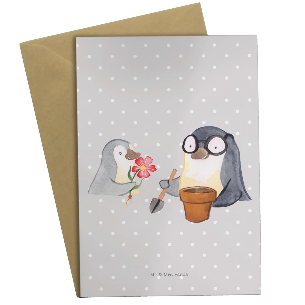 Grußkarte Pinguin Opa Blumen pflanzen Grußkarte, Klappkarte, Einladungskarte, Glückwunschkarte, Hochzeitskarte, Geburtstagskarte, Karte, Ansichtskarten, Familie, Vatertag, Muttertag, Bruder, Schwester, Mama, Papa, Oma, Opa, Großvater, Opi, bester Opa, Lieblingsopa