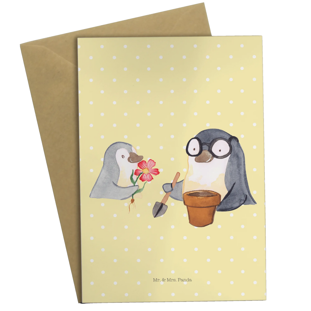 Grußkarte Pinguin Opa Blumen pflanzen Grußkarte, Klappkarte, Einladungskarte, Glückwunschkarte, Hochzeitskarte, Geburtstagskarte, Karte, Ansichtskarten, Familie, Vatertag, Muttertag, Bruder, Schwester, Mama, Papa, Oma, Opa, Großvater, Opi, bester Opa, Lieblingsopa