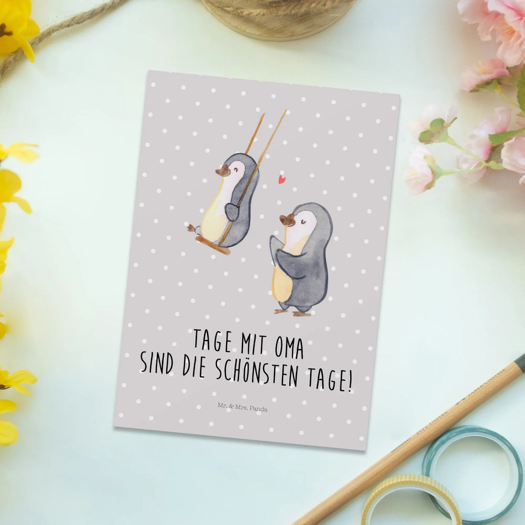 Postkarte Pinguin Oma schaukeln Postkarte, Karte, Geschenkkarte, Grußkarte, Einladung, Ansichtskarte, Geburtstagskarte, Einladungskarte, Dankeskarte, Ansichtskarten, Einladung Geburtstag, Einladungskarten Geburtstag, Familie, Vatertag, Muttertag, Bruder, Schwester, Mama, Papa, Oma, Opa, beste Oma, Lieblingsoma, Geschenk für Oma, Omi, Großmutter